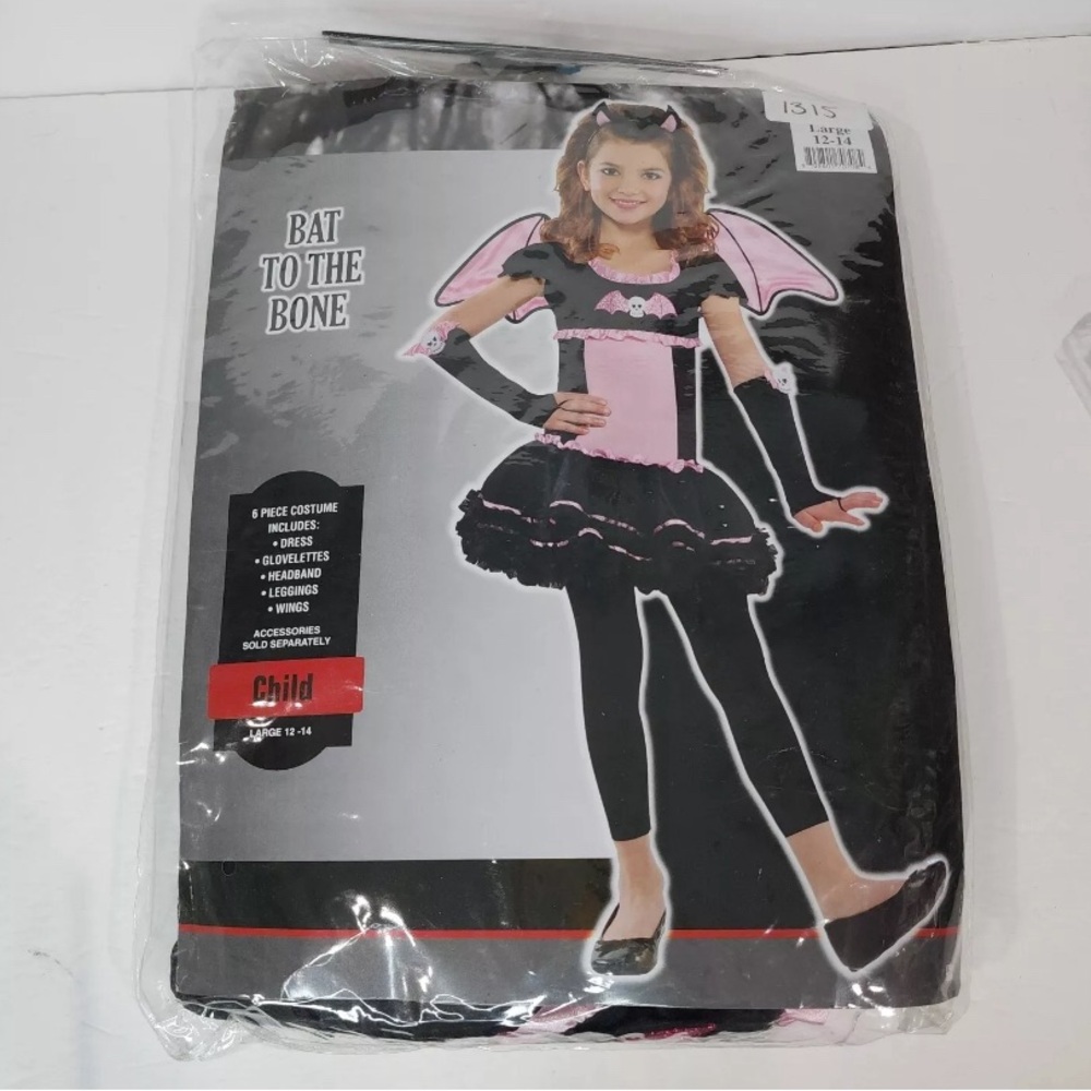 NWT Child’s 6 pc. Bat to the Bone Child Large 12-14 Halloween Dress Up Costume